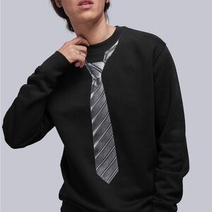 Wildfang Black Sweatshirt with Silver Tie Design